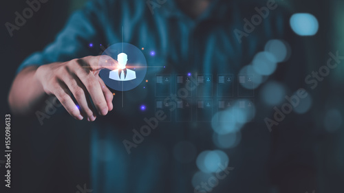 Concept of human resources, recruitment or personnel management, Business and technology, check work history, screen employee information, rate or evaluate the work of the organization.
