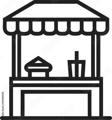 Sales booth Icons set in solid and thin line style