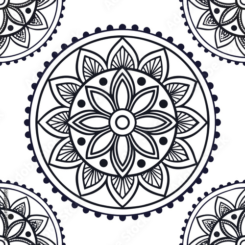 Mandala Vector Line Pattern – Intricate Geometric and Floral Circular Design in Thin Outline Style – Ideal for Coloring Books, Meditation Art, Tattoos, Backgrounds, and Decorative Projects

