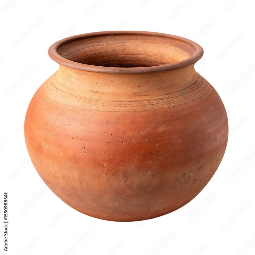 Traditional terracotta clay pot with rustic texture isolated on transparent background Traditional terracotta clay pot with rustic texture isolated on transparent background