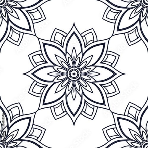Mandala Vector Line Pattern – Intricate Geometric and Floral Circular Design in Thin Outline Style – Ideal for Coloring Books, Meditation Art, Tattoos, Backgrounds, and Decorative Projects

