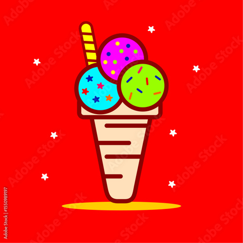 ice cream vector abstract full color