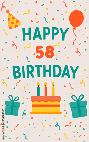happy birthday card with birthday cake