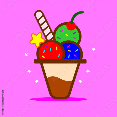 ice cream vector abstract full color