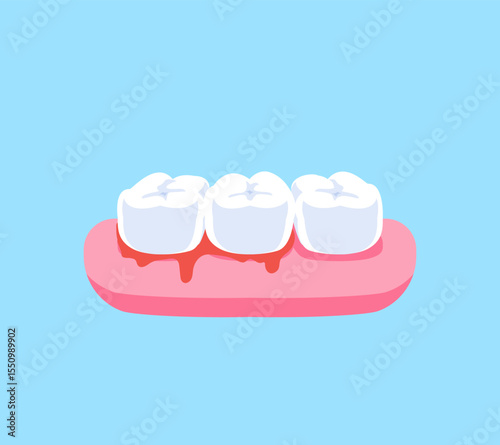 Bleeding teeth illustration vector design. Dental care concept.