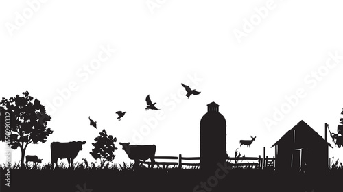 Set of farm life silhouette vector 