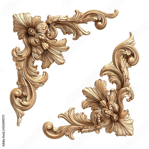 Ornate corner embellishments in gold