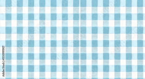 Light Blue and White Gingham Check Pattern Texture Background