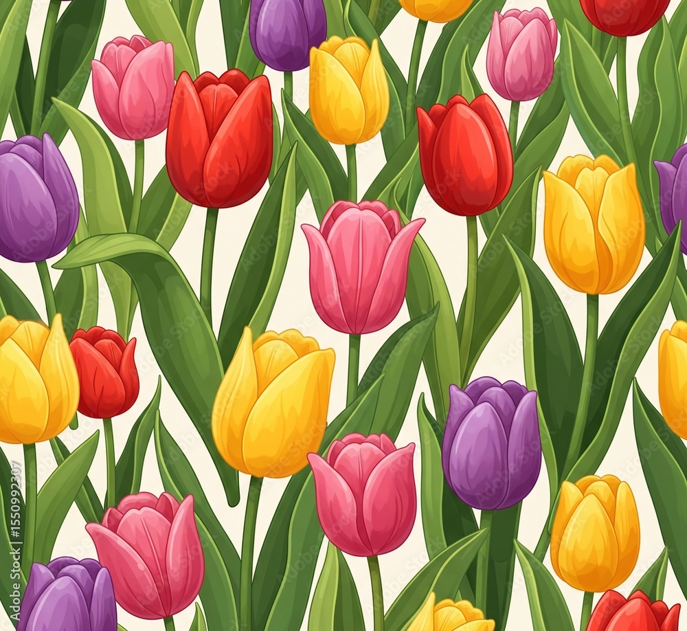 Obraz premium Seamless Tulip Pattern Illustration