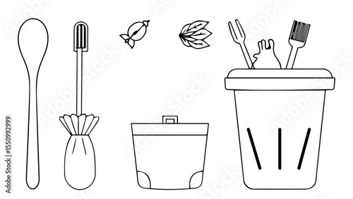 Electric Transport Vector Icons – Modern Outline. .set of kitchen utensils