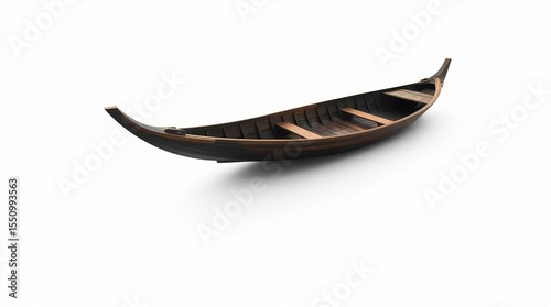 Wooden Boat on White Background.