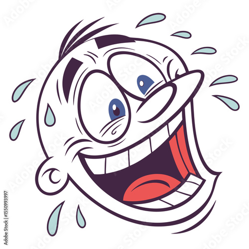 Sad funny face with exaggerated cartoon expression in bold vector style