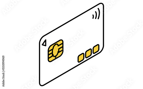 クレジットカードのシンプルな線画アイコン（アイソメトリックイラスト）