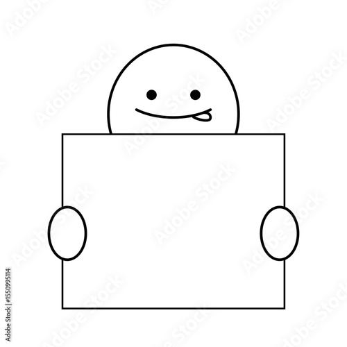 白の掲示板を持つコミカルな人