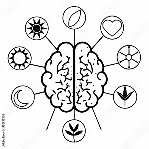 Mental Health Awareness Vector – Brain Wellness, Therapy Support, Emotional Intelligence, Psychological Care and Awareness Campaign Design
