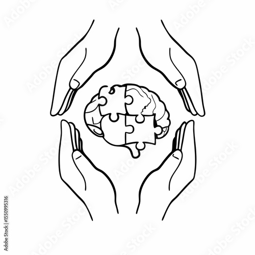 Mental Health Awareness Vector – Brain Wellness, Therapy Support, Emotional Intelligence, Psychological Care and Awareness Campaign Design
