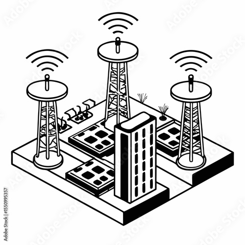 Smart City Vector – Urban Infrastructure, IoT, 5G Network, Sustainable City Planning and Future Technology Illustration

