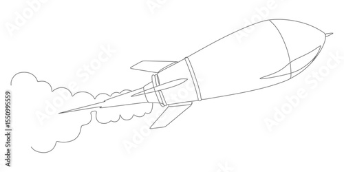 continuous line rocket illustration vector design eps 5