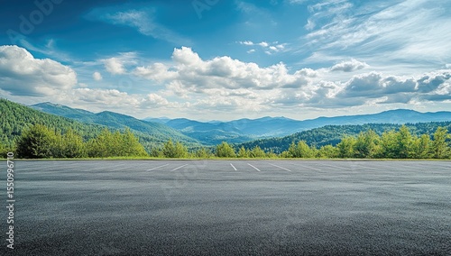 Empty parking lot, mountain vista
