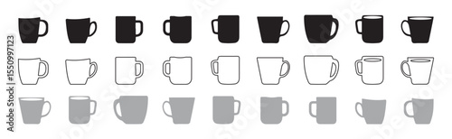 Vector mug. Set of cups silhouette. cup icon vector set. Tea cup illustration sign collection. 