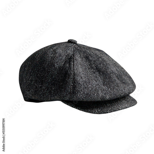 Dark gray flat cap, angled view (2)