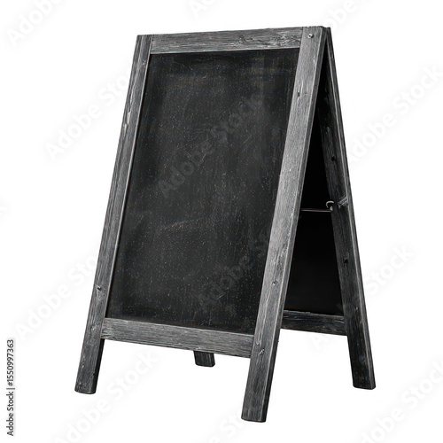 Gray wooden A-frame chalkboard