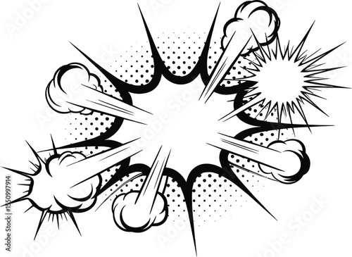 Cartoon Comic Book Explosion with White Smoke and Yellow Burst vector illustration,Generative Ai
