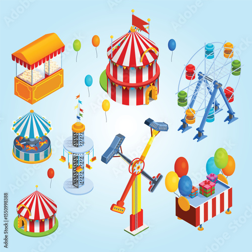 Amusement park card set extreme loop collection element festive roller coaster activity decoration city fantasy track childhood