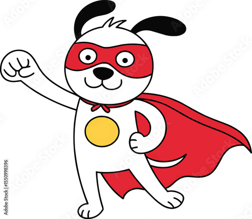 Cartoon Superhero Dog with Red Cape and Mask vector illustration,Generative Ai
