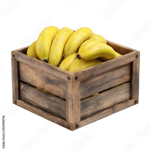 Wooden crate filled with ripe bananas (3)