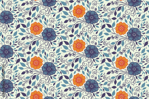 intricate nature inspired flower pattern with continuous line art and soft leaf textures ideal for modern women wear and packaging


