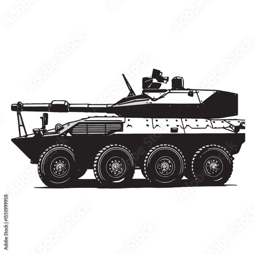 Tank silhouette image on white background