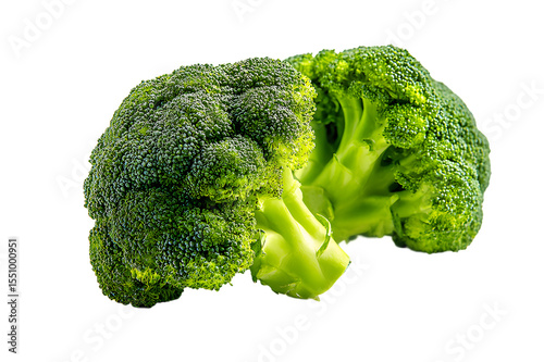Fresh green broccoli florets isolated on transparent background