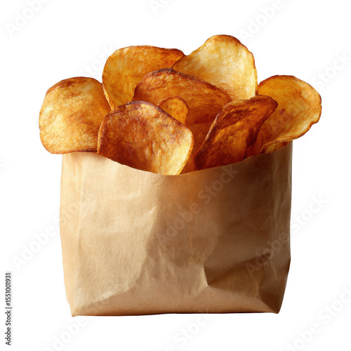 Crispy potato chips in a brown paper bag (14)