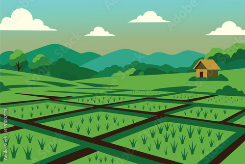 rural landscape with green fields