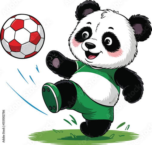 Cute Panda Playing Soccer Vector Illustration,Generative Ai