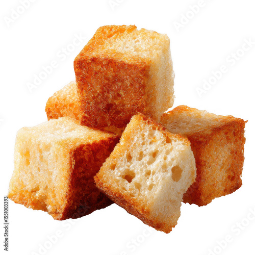 Toasted bread cubes, golden brown