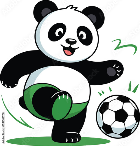 Cute Panda Playing Soccer Cartoon Vector Illustration,Generative Ai