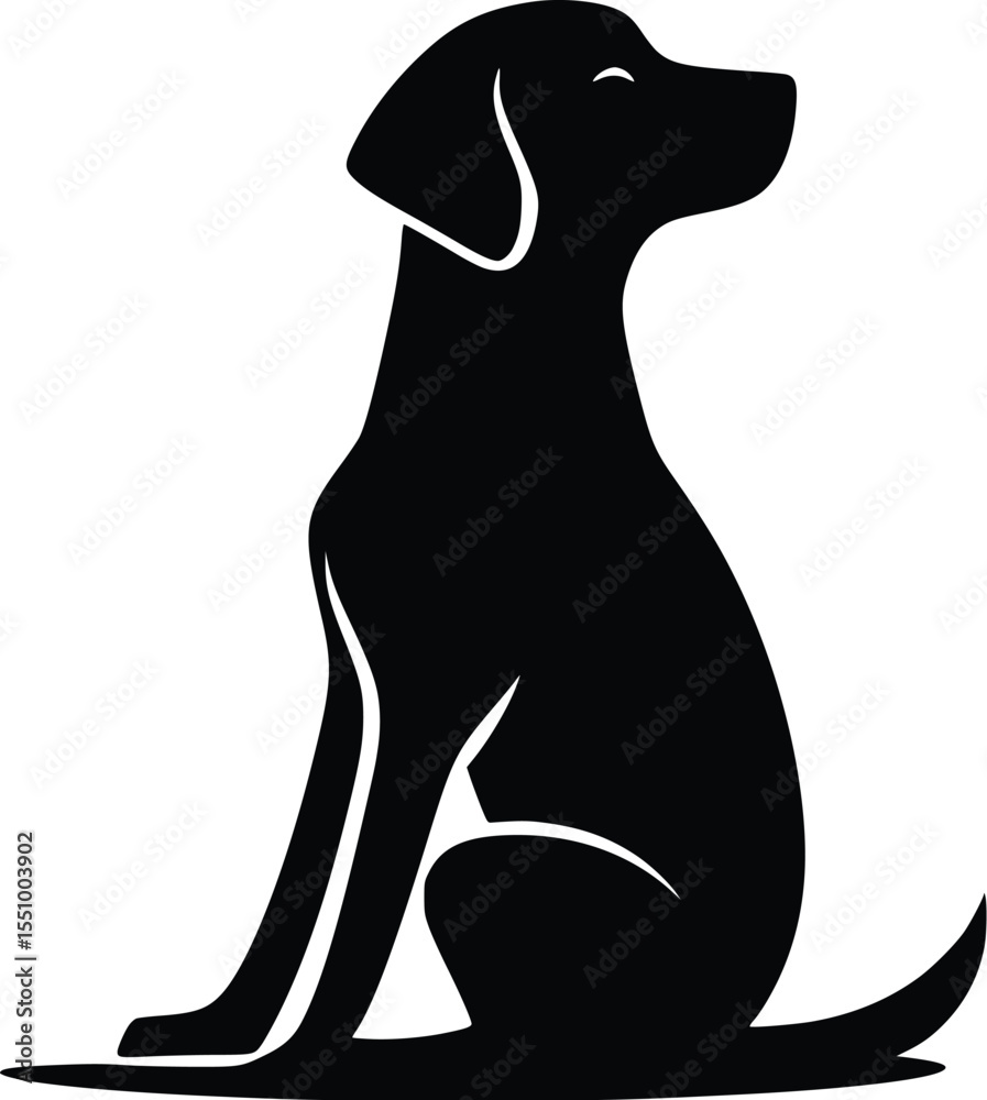 Obraz premium Serene Labrador Retriever silhouette: Editable vector illustration, elegant, minimalist dog design, perfect for pet logos, prints, and websites.