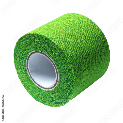 Rolled-up bright green athletic tape
