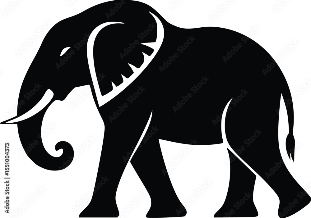 Fototapeta premium Strong African Elephant Silhouette: Elegant, Minimalist, Powerful, Corporate Logo Design.