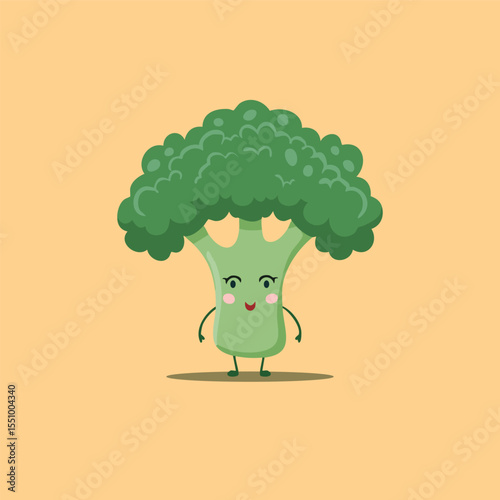 Playful Broccoli Character Illustration on a Simple Background for Fun and Wholesome Imagery
