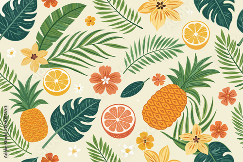 Abstract Botanical Flat Collage – Modern Summer Plant Illustration with Organic Shapes and Nature-Inspired Design – Perfect for Posters, Social Media, Branding, and Wall Art


