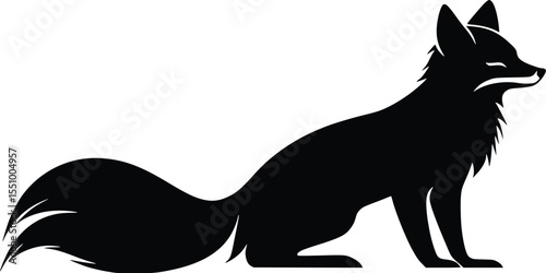 Elegant fox silhouette: editable vector illustration, stylized design, perfect for logos, prints, and branding projects.