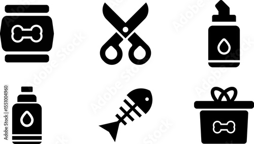 Modern Rounded Filled Pet Shop Icon Set