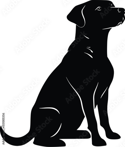 Elegant Black Labrador Retriever Silhouette:  Loyal, Calm, Attentive Dog Breed Profile Image.