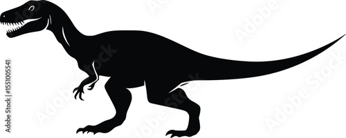 Powerful Black Silhouette of a Prehistoric Dinosaur: Fierce, Bold, and Dramatic Illustration.