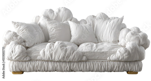 Whimsical white sofa with draped fabric