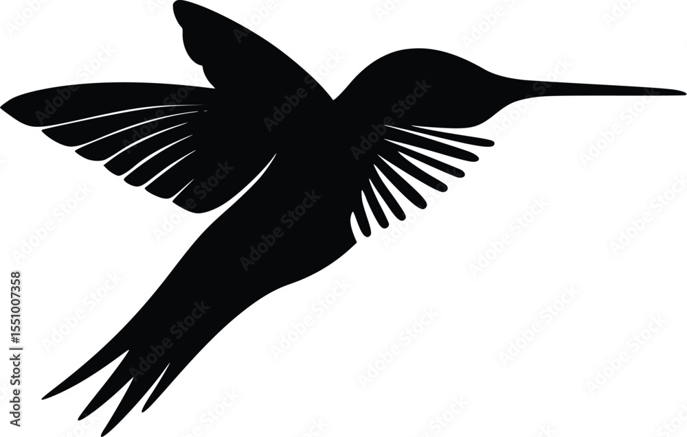 Obraz premium Elegant Hummingbird Silhouette: Flight, Nature, Graphic Design Element