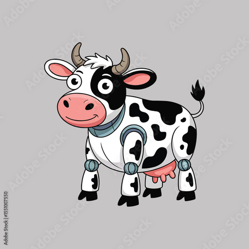 Cartoon robot cow vector illustration,Generative Ai